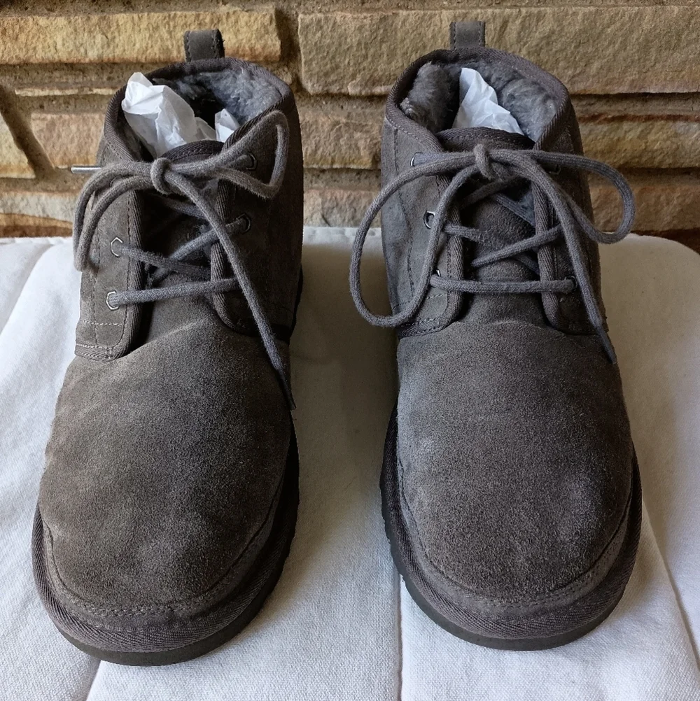 UGG NEUMEL BOOT CHARCOAL GREY SUEDE WOOL LINED CHUKKA SHOE MEN US 11